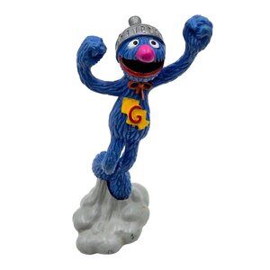 Vintage 4” Super Grover Sesame Street PVC Figure Muppets Applause Toy Read